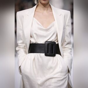 ZAPA Wide Navy Blue Leather Belt Size S Square Buckle 100% Calfskin France